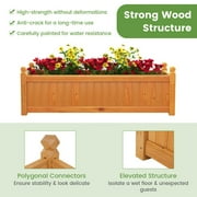 Resenkos Raised Planter Boxes, Large Space Elevated Flower Beds,Wooden Rectangular Garden Bed with Drainage System-Natural