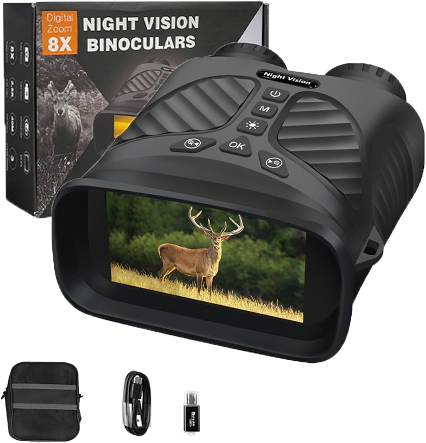 Night Vision Binoculars for Adults, Night Vision Binocular Device 2.5K HD Infrared Digital Camping Telescope 8X Zoom Outdoor Night Vision Goggles for Hunting & Camping (Green 1)