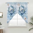 thumbnail image 5 of Coastal Blue Crab Kitchen Window Curtains, Swag Curtains Valance for Bedroom Living Room Bathroom, Ocean Nautical Starfish Coral Wooden Rod Pocket Window Curtain Block Drapes 2 Panels 36"x63", 5 of 9