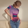 thumbnail image 4 of Lsque Sunset Truck Highway Women's Crew Neck Short Sleeve Bodysuit Basic T Shirts Tops Onesie Adult Cute Pajama-Small, 4 of 8