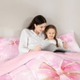 thumbnail image 4 of Manfei Cartoon Initial P Twin Comforter Sets,Kawaii Bow Bedding Set,Pink,Pink Reversible,2pcs,1 Comforter and 1 Pillowcase, 4 of 7