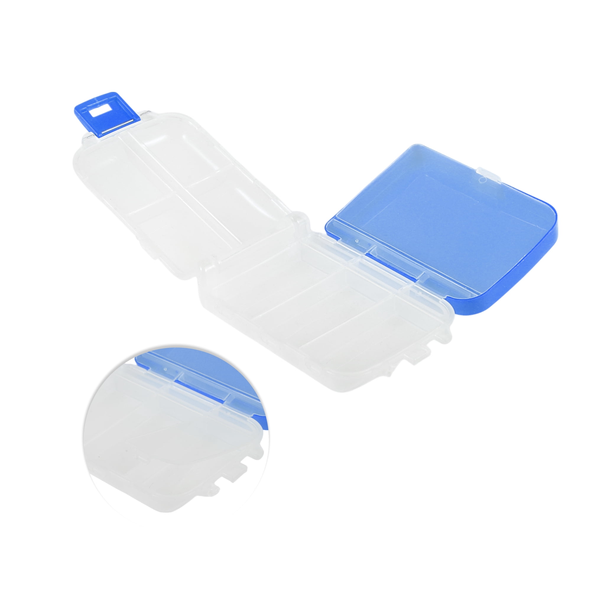 Unique Bargains 8 Grids 3 Fold Pill Case for Travel 1 Pc Clear, Blue