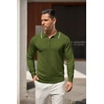 thumbnail image 3 of COOFANDY Men's Long Sleeve Polo Shirts Quarter Zip Pullover Knitted Polo Sweater Casual Vintage Striped Tops, 3 of 7