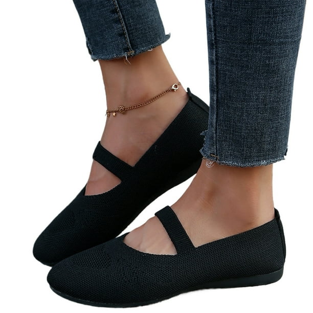 Zapatos Planos para Mujer Sin Cordones Con Punta Redonda Punto Antideslizantes Trabajar