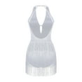 thumbnail image 4 of Lejafay Women's Latin Dance Dress Sleeveless Tassel Fringed Salsa Dance Dresses White L, 4 of 7