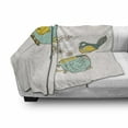 thumbnail image 3 of Tea Soft Flannel Fleece Blanket, Bird Drinking Winged Teapot Alice in Wonderland Style Friends Flowers Spring, Cozy Plush for Indoor and Outdoor Use, 50" x 60", Teal Pale Blue Yellow, by Ambesonne, 3 of 6