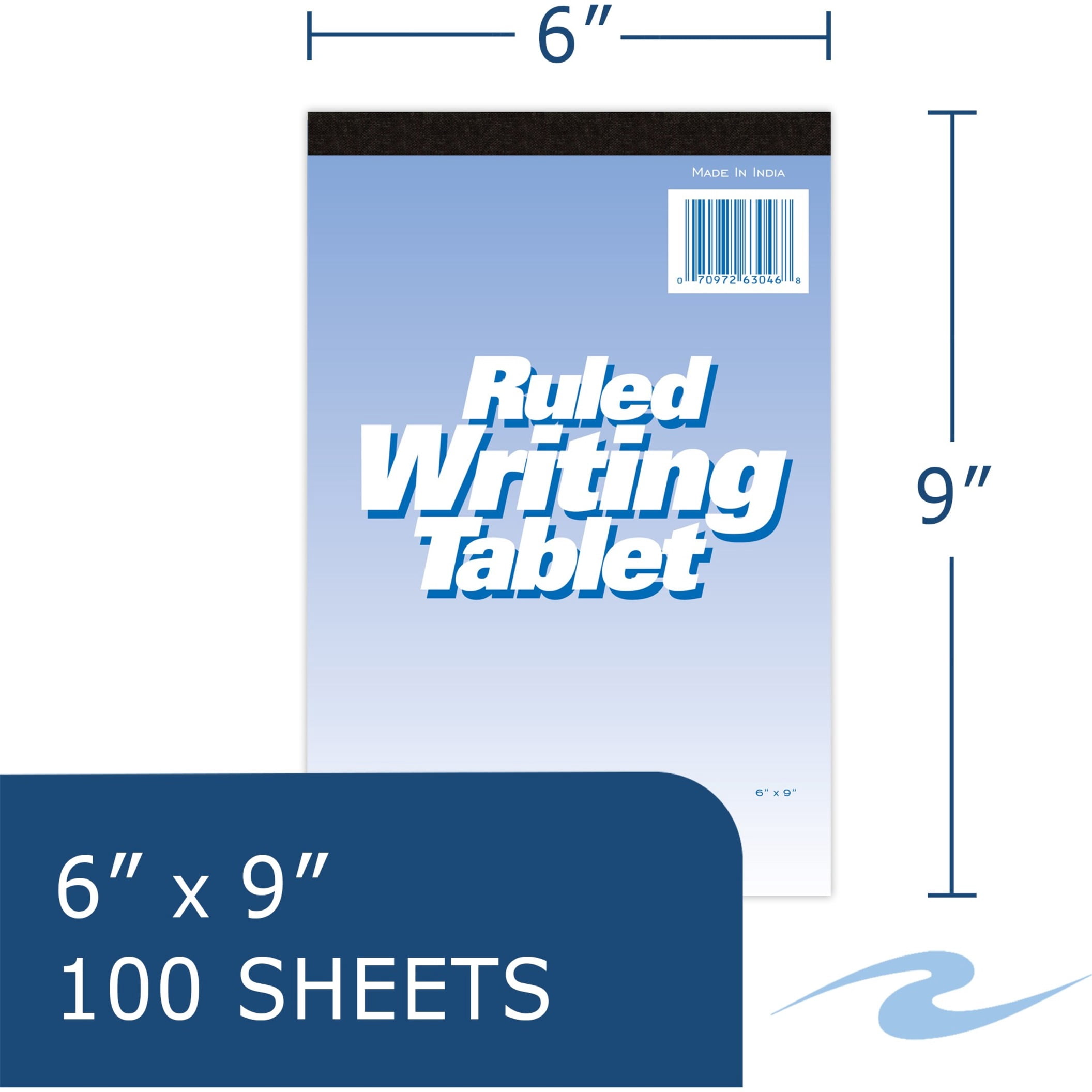 Roaring Spring Wide Ruled Writing Tablet Pad, 1 Case (48 Total), 6" x 9" 100 sheets, White