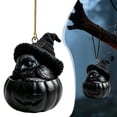 thumbnail image 4 of 3 Pcs Halloween Forest Animal Pumpkin Ornaments Cozy Forest Woodland Christmas Ornaments for Christmas Tree Pumpkin Animal Decor 2D Acrylic Hanging Ornament for Home Decor, 3.14 Inch, Crow, 4 of 5