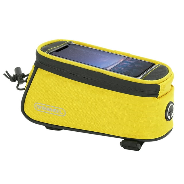 Generic Cycling Phone Mount Bag with Earphone Port - 4.8-Inch Screen Fit, Yellow Medium, Includes Audio Extension Cable