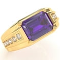 thumbnail image 2 of Men's Amethyst Diamond Channel Ring In Solid 14k Yellow Gold, 2 of 6