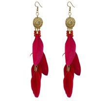 Feather Earrings for Women Bohemian Fringe Tassel Long Drop Dangle Earrings Set with Design for Women