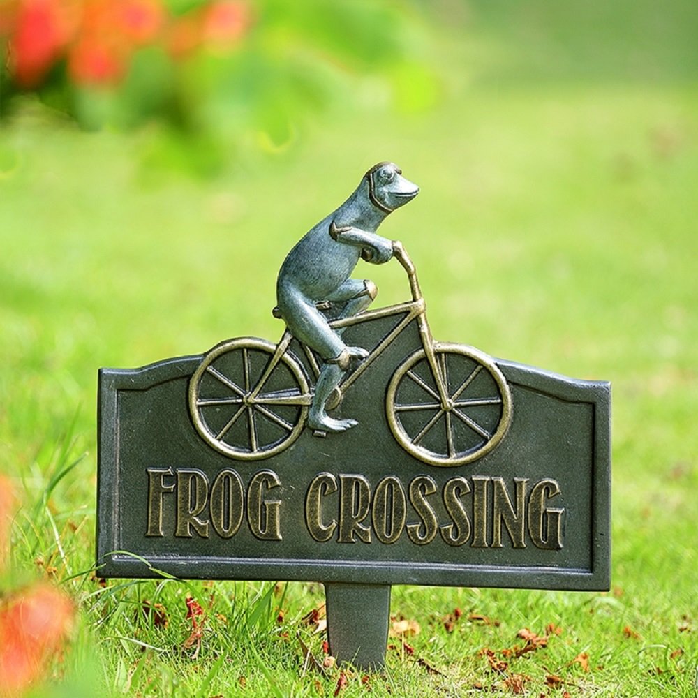 Frog Crossing Garden Sign 16"H