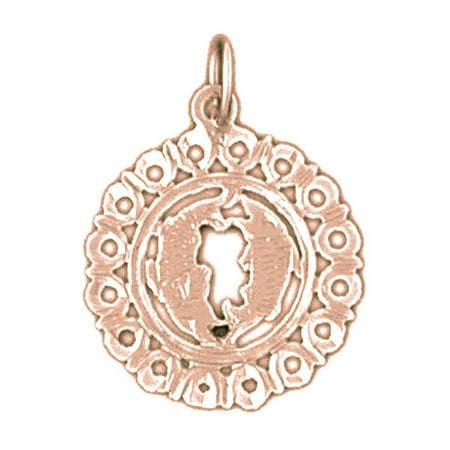 14K Rose Gold Zodiac - Pisces Pendant - 21 mm