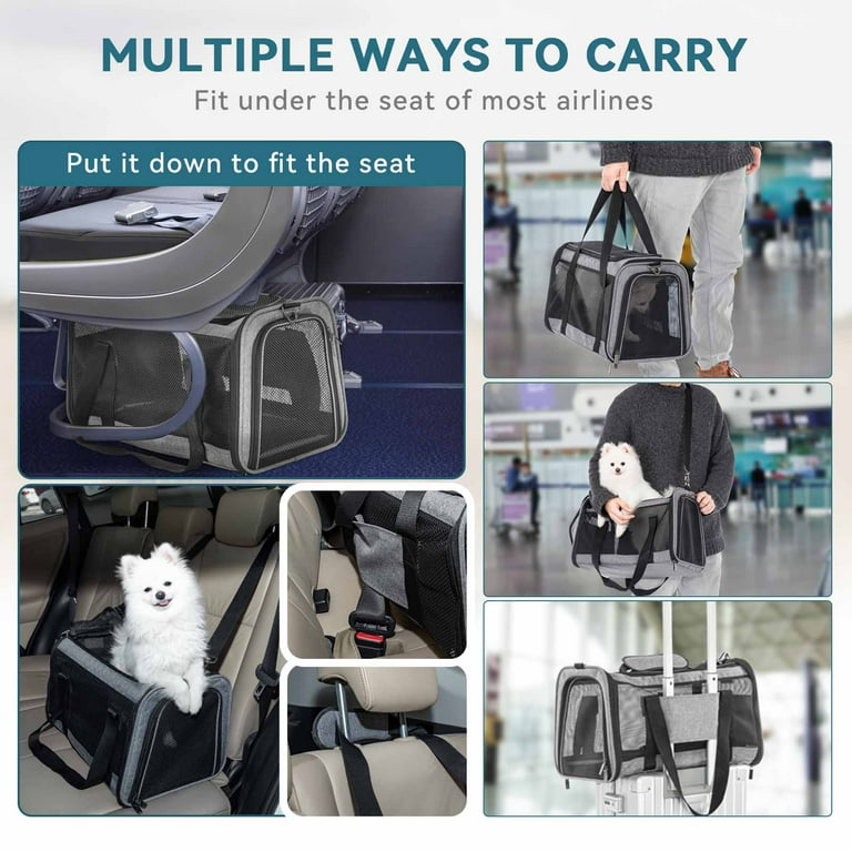 Petsfit Cat Carrier Dog Carriers Airline Approved 18 x 11 x 11 Soft Sided Pet Carrier 3 Carrying Ways Lightweight Breathable Escape Proof with Adjustable Shoulder Strap and Soft Cushion Walmart