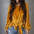 thumbnail image 2 of Basysin Velvet Tops for Women Dressy Casual Crewneck Long Sleeve Shirt Fall Winter Fashion Party Blouses Crew Neck Sweatshirts Women Y2k Tops For Women, 2 of 6
