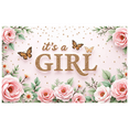 thumbnail image 3 of Pink Floral It's a Girl Banner Butterfly Theme Flower Design for Baby Shower Girls Party Gender Reveal Celebration, 3 of 8