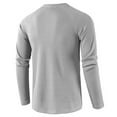 thumbnail image 3 of Lu's Chic Men's Long Sleeve Henley Solid Waffle Knit Tshirt Quick Dry Tees Fall Casual Top Slim Fit Lightweight Crew Neck T-Shirt Grey Large, 3 of 3