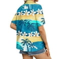 thumbnail image 4 of DENGDENG Hawaiian Shirt For Women Plus Size Short Sleeve Button Down Collar T Shirts Summer Tropical Print Tops Beach Casual Graphic Tees Loose Fit Basic Blouses Light Blue L, 4 of 6