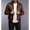 thumbnail image 4 of SouthBeachLeather Men’s Leather Motorcycle Jacket with Removable Hoodie Brown, 4 of 12