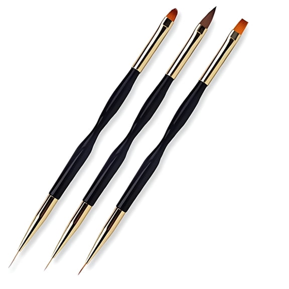 ACDANC 3 Pcs Nail Drawing Pen,Dual End Nail Art Pen Brush Acrylic Round Flat Painting Drawing Liner Nail Tools