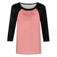 thumbnail image 5 of YYAPAYZB Tops for Women 2024 Summer Basic Crewneck Tee Casual 3/4 Length Sleeve Tops Classic Patchwork Printed Blouse, 5 of 6