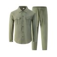 thumbnail image 5 of Elvqul Men's Long Sleeve Shirt and Pants Set with Button Detail & Drawstring Closure, Linen-Blend, 5 of 5