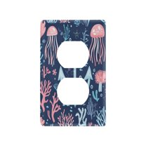 Yayeee Duplex Wall Plate 1-Gang 4.5"x2.7" Home Receptacle Light Switch Decorative Outlet Cover, Light Blue Anchor