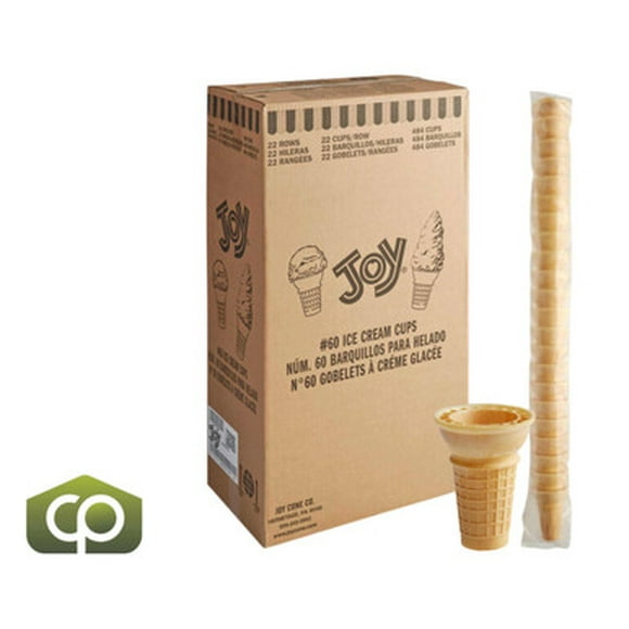 Joy #60 Flat Bottom Cake Cone – Classic Crisp & Light Wafer Cones, 484/Case Bulk High-Volume Foodservice Pack