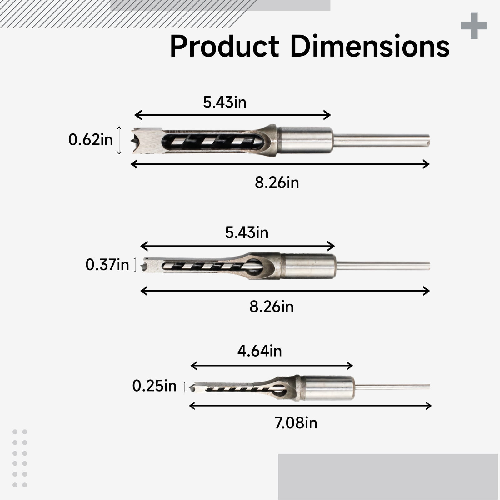 6 Pcs Square Wood Chisel Drill Bit Set, Woodworking Square Hole Drill Bits for Carving, Ergonomic Design, High-Strength Alloy for Long-lasting Use, Perfect for Various Wood Types