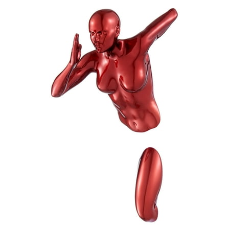 Metallic Red Wall Sculpture running  13" Woman