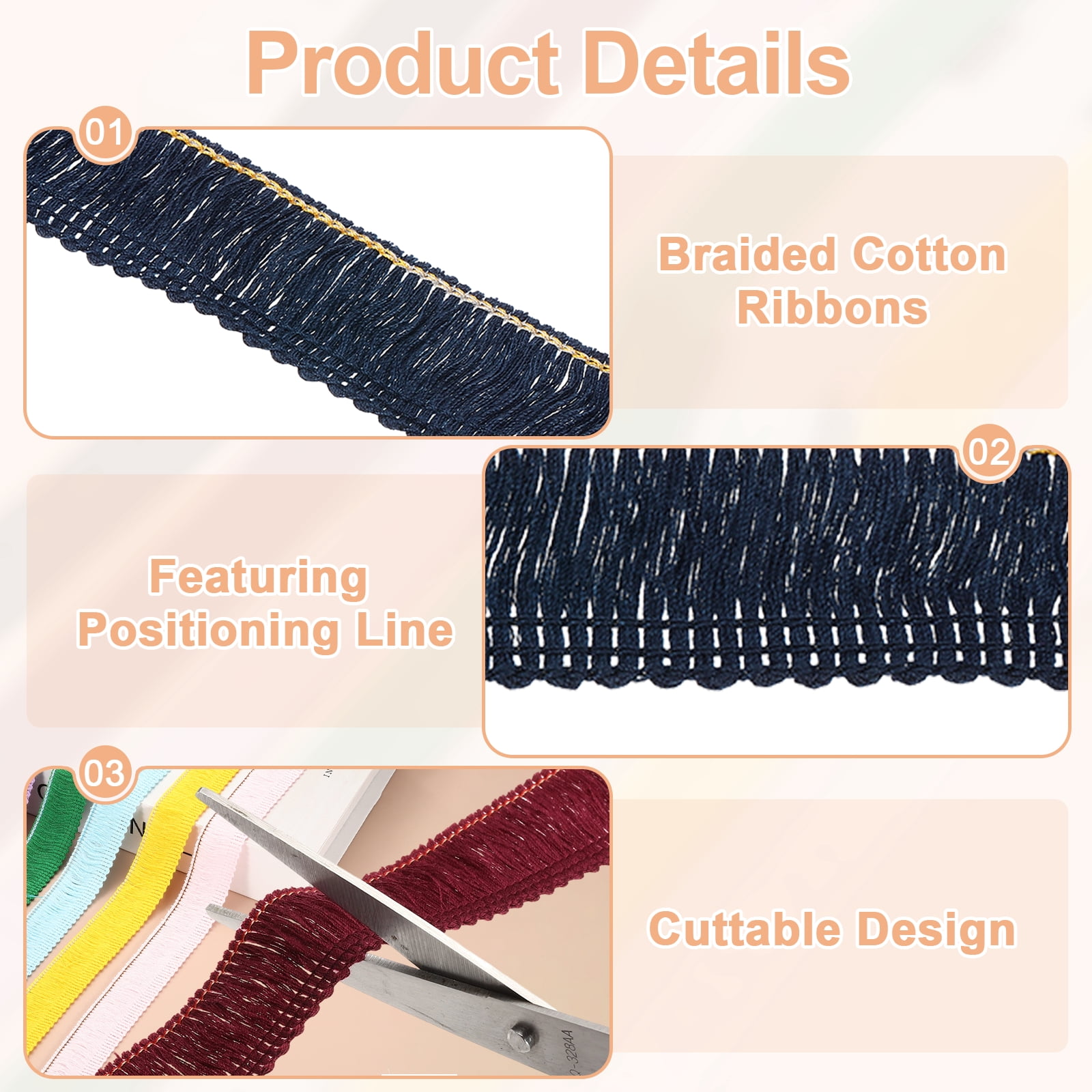 Uxcell 27 Yard 1 Inch Tassel Fringe Trim Polyester Lace Ribbon Sewing Trim for Clothing Cushions Pillow Curtain Home Decorations DIY Crafts, Navy Blue