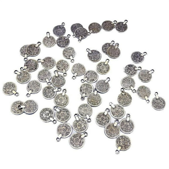 100 Pieces Boho Carving Flower Coin Charm For Jewelry Making Pendant