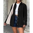 thumbnail image 4 of BTFBM Faux Suede Jacket Women Fall Fashion Leather Jackets Long Sleeve Button Down Winter Coats Shackets Outerwear, 4 of 9
