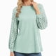 thumbnail image 1 of Tops de manga de encaje hueco,Blusa larga de cuello redondo con empalme de encaje hueco Camisa de manga larga hueca Eficiencia óptima, 1 of 7