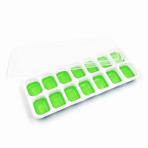 Molde para cubitos de hielo con tapa, molde cuadrado de silicona para cubitos de hielo para 14 cubitos de hielo, fácil de liberar, herramienta de barra de cocina de verano para congelar cócteles