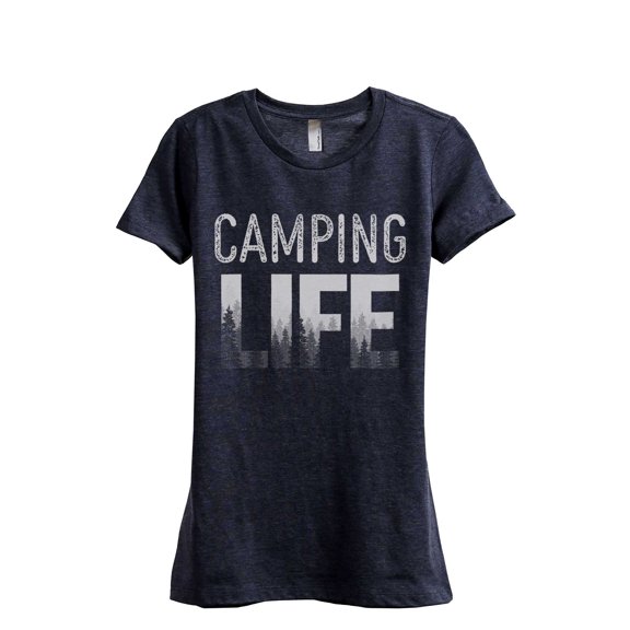 Camping Life Women's Fashion Relaxed T-Shirt Tee Heather Navy Medium