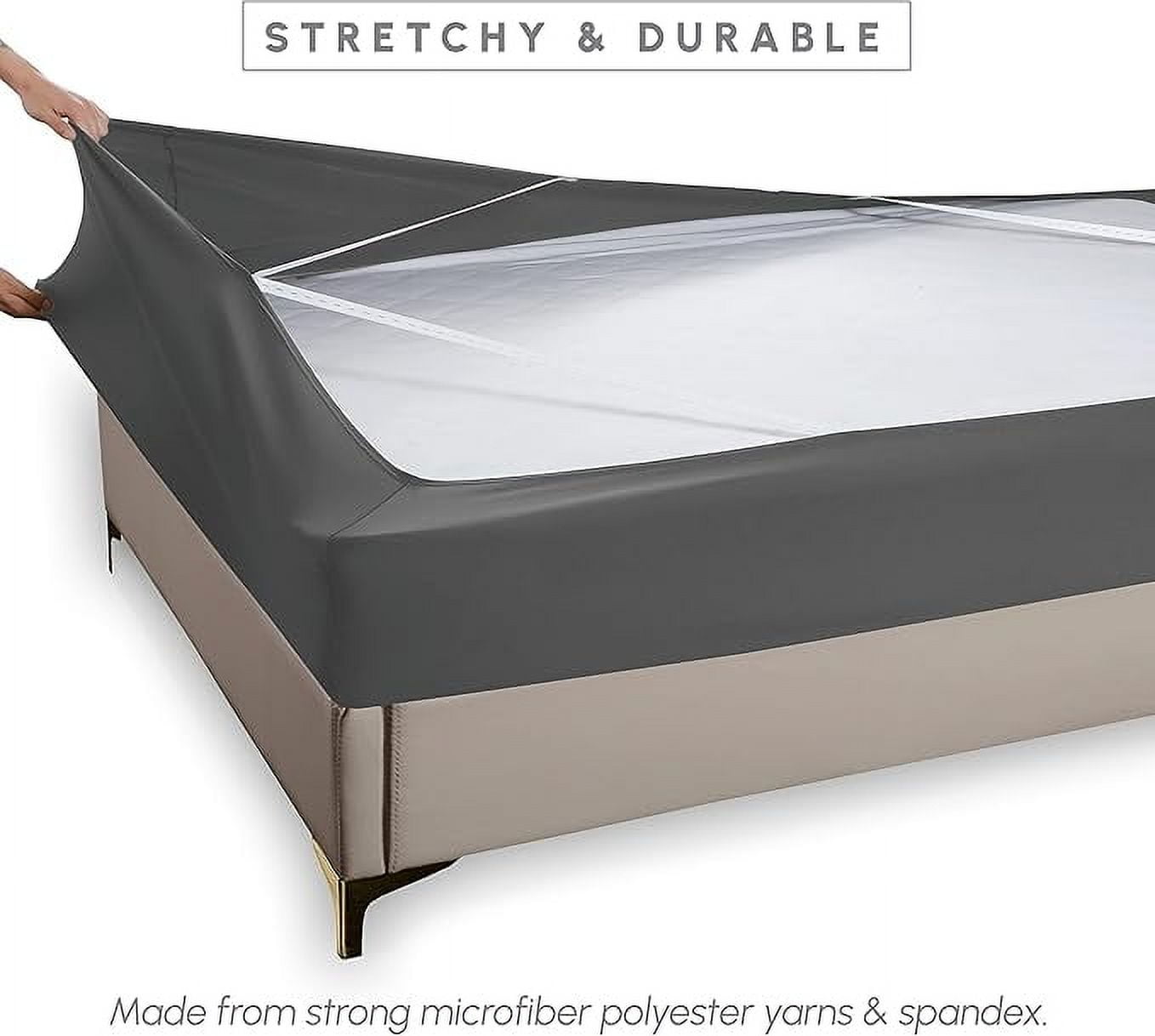 Elegant Comfort Box Spring Cover - Stretchy 4-Way Elastic Jersey Knit Alternative to Bed Skirt, Ultra Soft and Wrinkle-Free, Queen, Gray