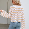 thumbnail image 2 of Defitshape Women's Long Sleeve Pullover Sweater Knit Cropped Top Short Soft Bell Sleeve Cozy Crewneck Fashion Knitwear Yellow Small, 2 of 4
