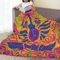 thumbnail image 5 of Hippie Guitar Throw Blanket Vintage Musical Print Throws Blankets 1960s,1970s Background Hippie Large Couch Sofa Chair Peace Symbol Eye Triangle Poster Decorations Decor All Seasons 40"x50" Adult, 5 of 6
