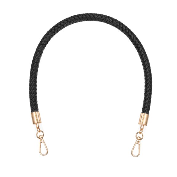 Uxcell Braided Purse Straps 52cm / 20" PU Leather Handles Replacement with Golden Buckle, Black