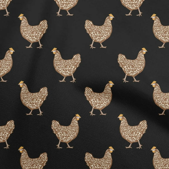 oneOone Polyester Spandex Black Fabric Rooster Cock Craft Projects Decor Fabric Printed By The Yard 56 Inch Wide