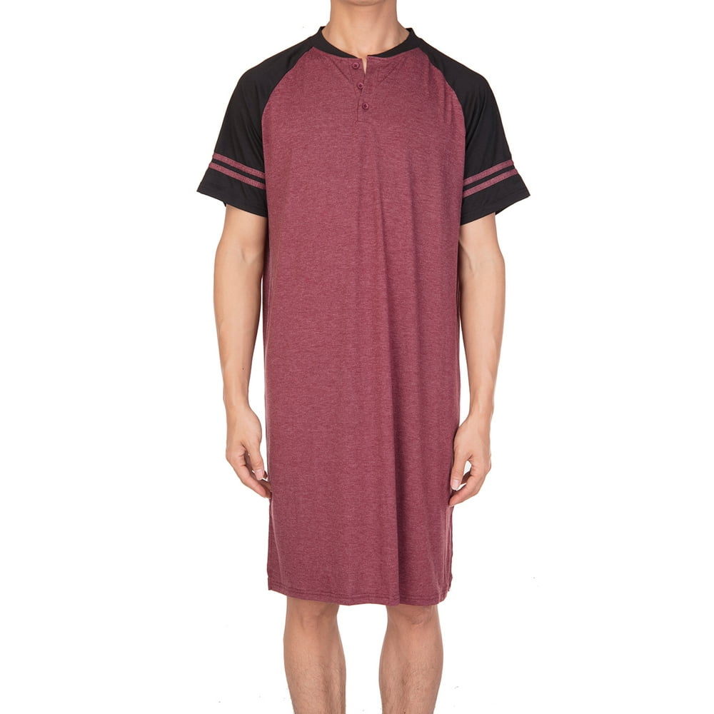 SAYFUT Men's Nightgown Comfort Sleepwear Top Nightshirt Sleep Shirt Long Plus Size Nightshirts