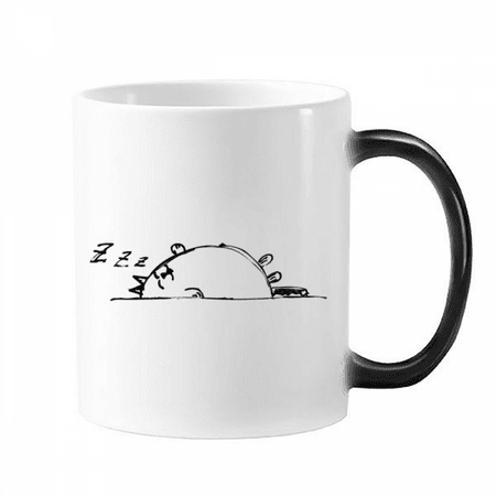 

Lazy Cat Lying Line Changing Color Mug Morphing Heat Sensitive Cup With Handles 350 ml