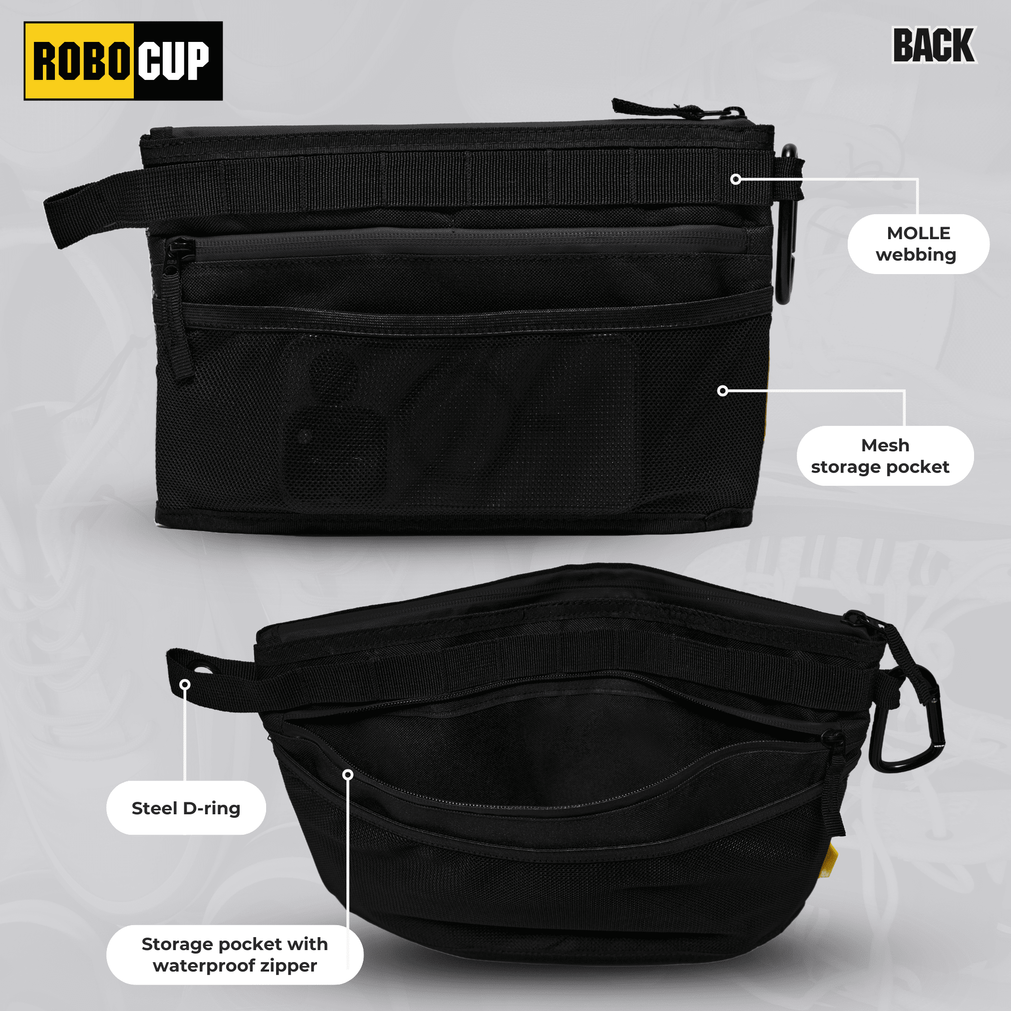ROBOCUP Pro Zippered Storage Pouches, Large - Water-Resistant & Durable, Available Individually or Set of 3