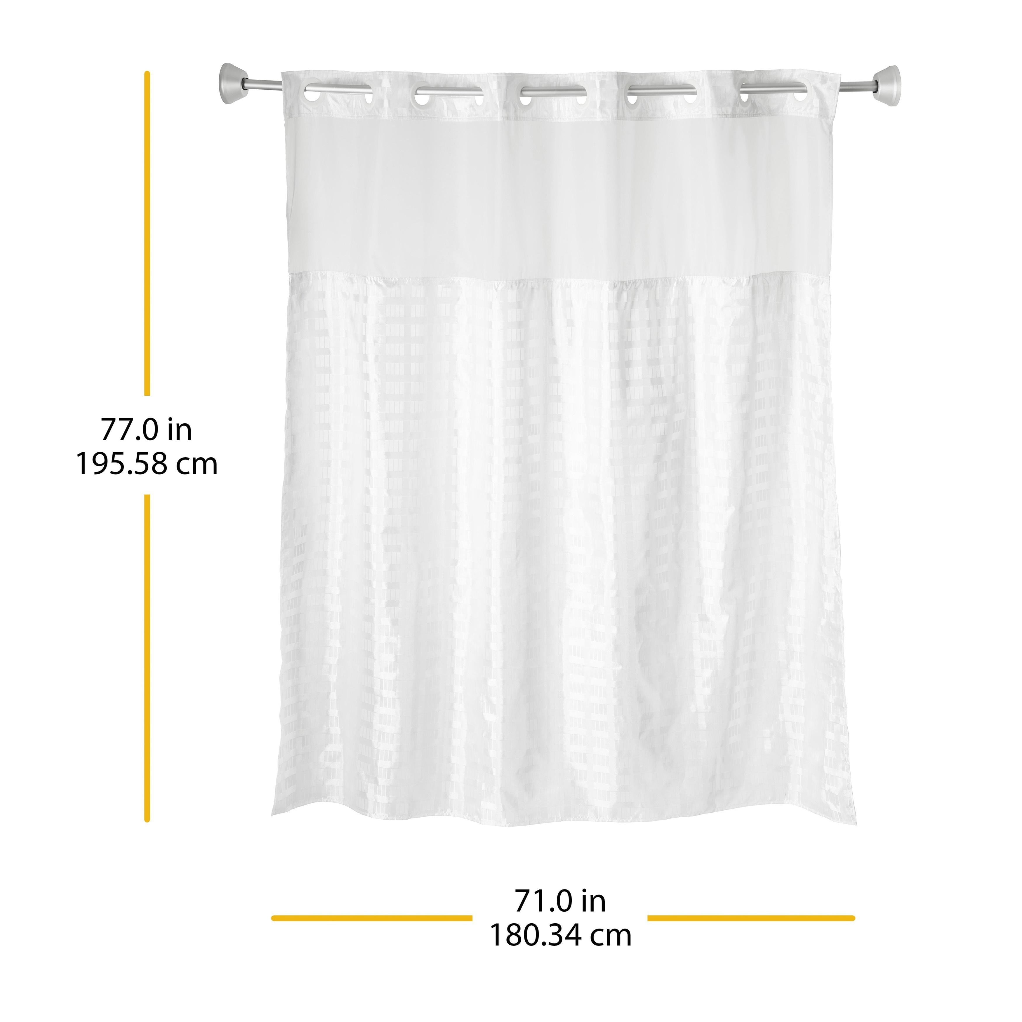 Whitmor No Hook Split Ring Checkered Pattern Shower Curtain, w/Snap-In Liner, 71" x 77"