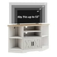 thumbnail image 3 of Uforic Farmhouse Corner TV Stand, 55', Power Outlet, Wood Entertainment Center, Storage, White, 3 of 7