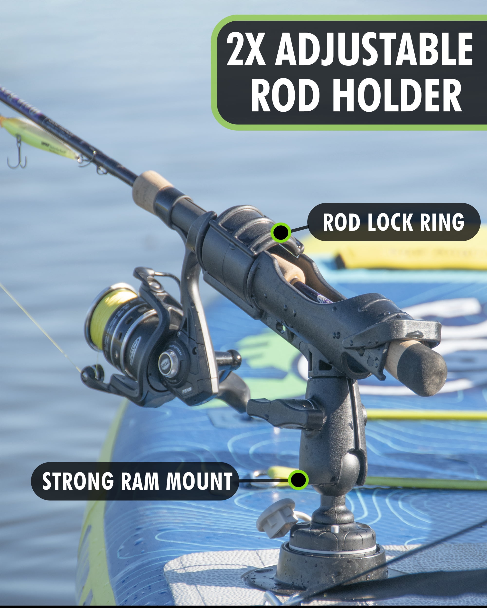 SUP Angler I X-Wide Inflatable Fishing Paddle Board for Adults to 425 lbs - Waterproof Touchscreen Phone Case, 2X Fishing Rod Holders, Paddle Holder, Kayak Seat, Paddle, 3 Fins 10'8" X 35"