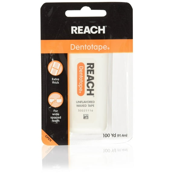 8 PACK Reach Dentotape Unflavored Extra Thick Waxed Tape 100 Yards. Dental Floss