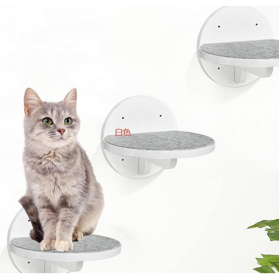 3-Pack Cat Climbing Shelves with Scratching Pad and Wall Mount for Cats to Sleep, Climb and Play (Black)