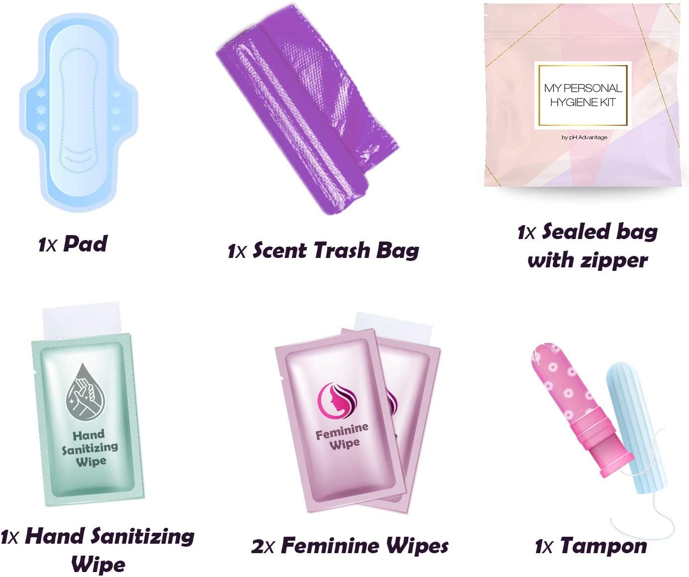 Light Rose Style Menstrual Kit All-in-One 10 Pack | Convenience on The Go | Period Kit Pack for Travelling, Tweens & Teenagers or just When You’re Out | Individually Wrapped Feminine Hygiene Product